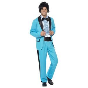 Smiffys Mens 80s Prom King Costume Suit / Blue